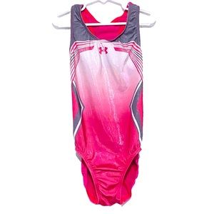 Under Armour Gymnastics Racerback Training Leotard Pink White Girl’s Child Large